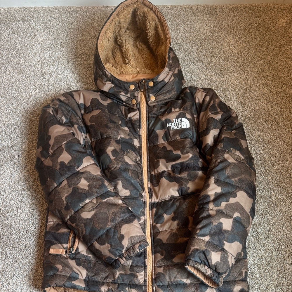 The North Face Kids Camo Puffer Jacket - Brown and Black
